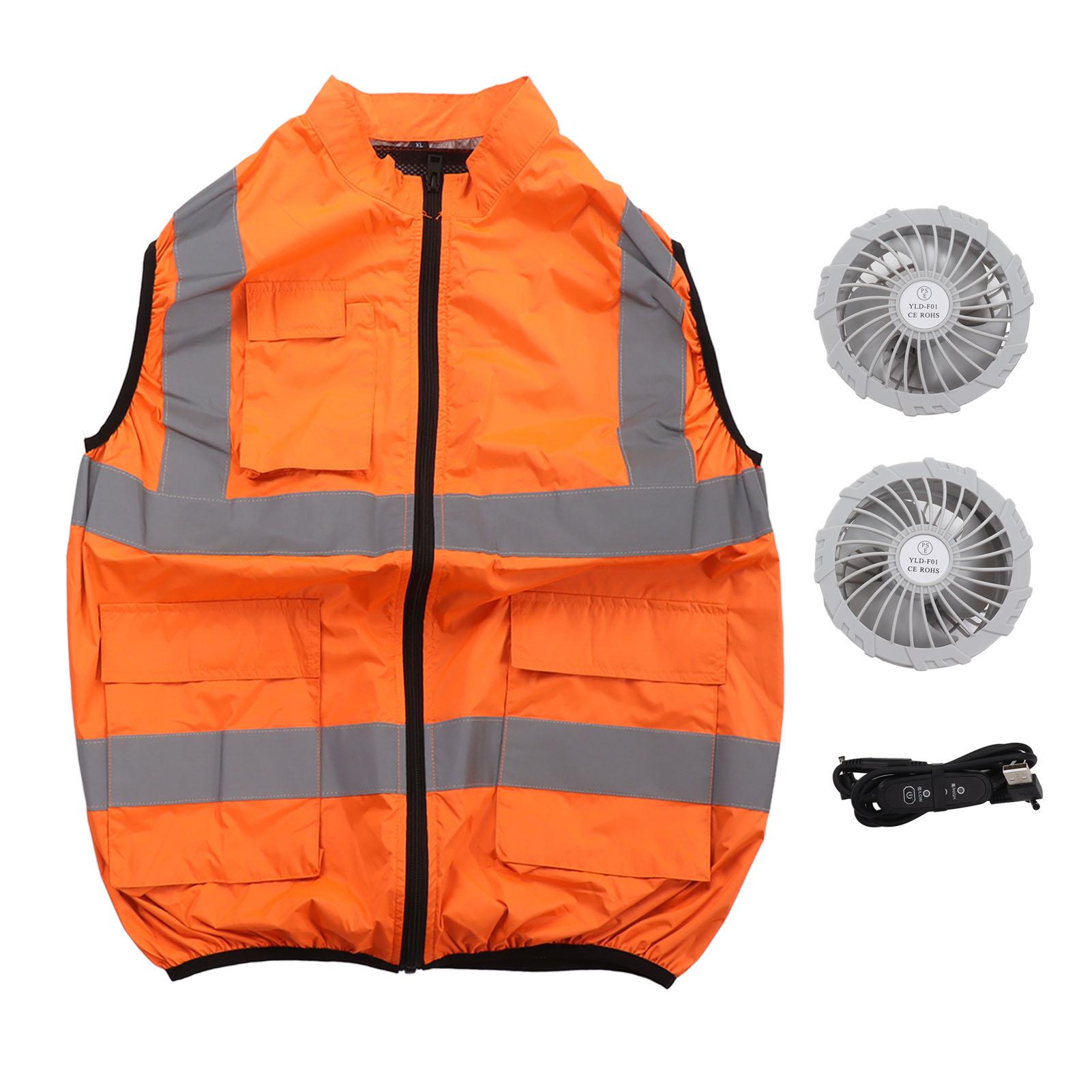 

Cool Vest Летний охлаждающий жилет с вентилятором, кондиционер, светоотражающие полосы, перезаряжаемая рабочая одежда XXXL оранжевый