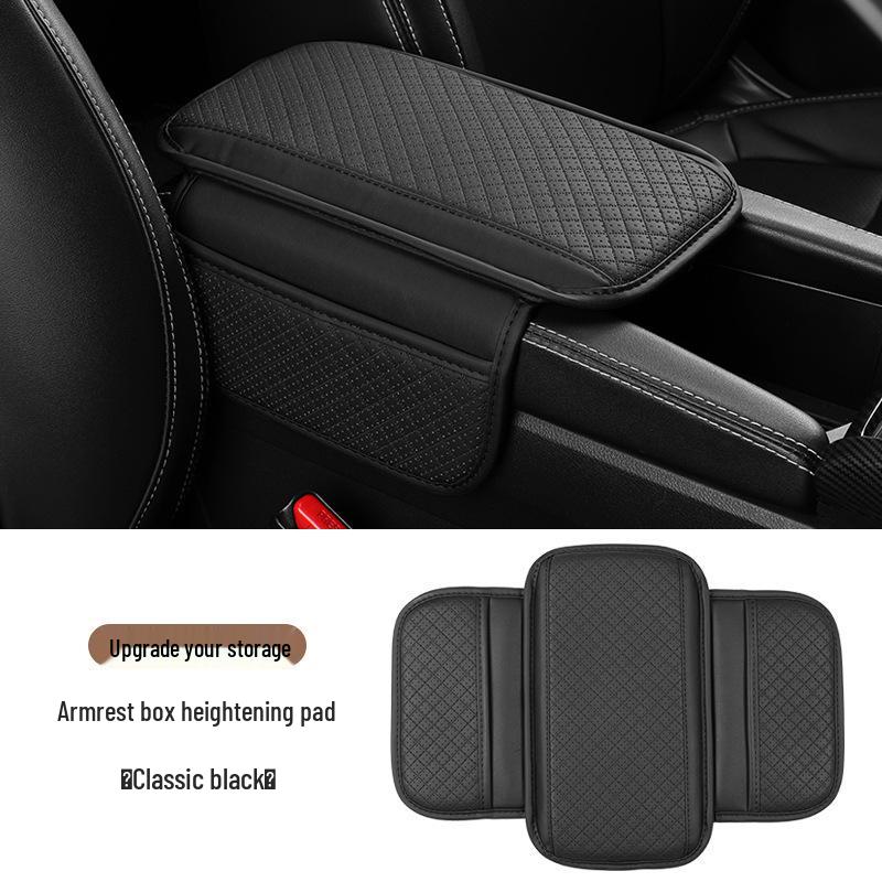 Car Armrest Riser Pad with Non-Slip PU Leather Cover and Storage Bag