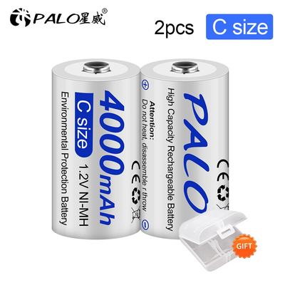 PALO C Size Rechargeable Battery 4000mAh LR14 Type C Battery 1.2V NI-MH Rechargeable C Battery for Flashlight Gas Cooker
