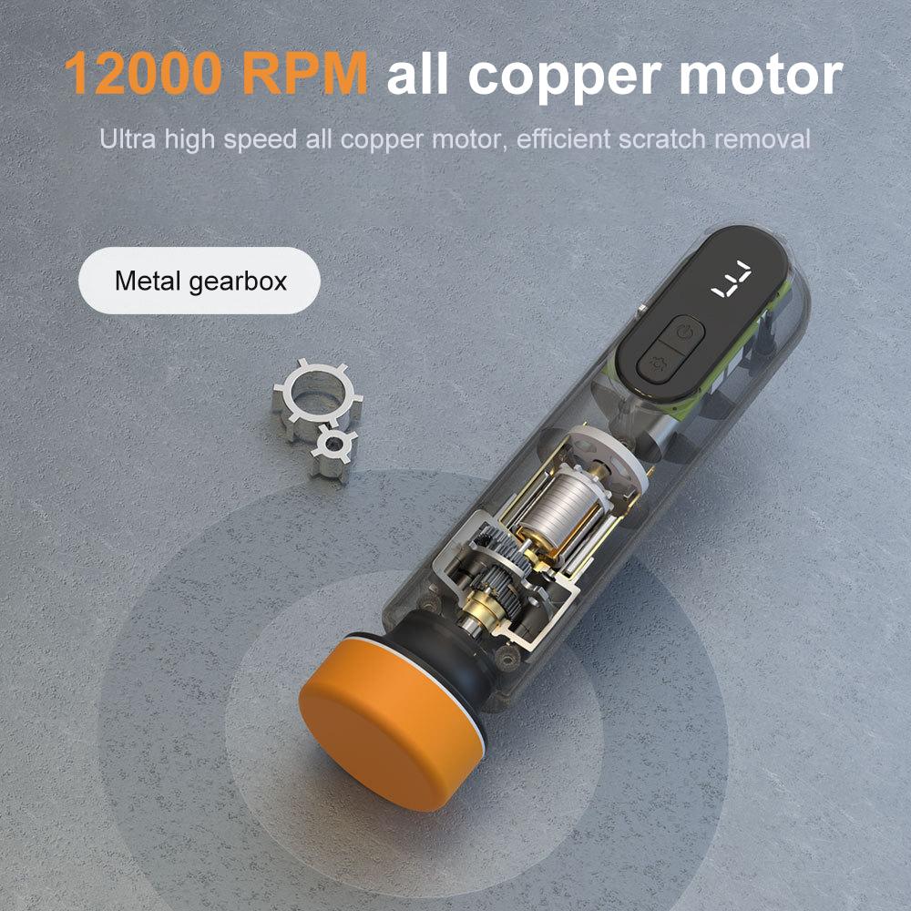 40W Mini Waxing Polishing Machine 12000RPM Cordless Car Paint Scratch Repairing Polisher Windscreen Glass Oil Film Remove Tool