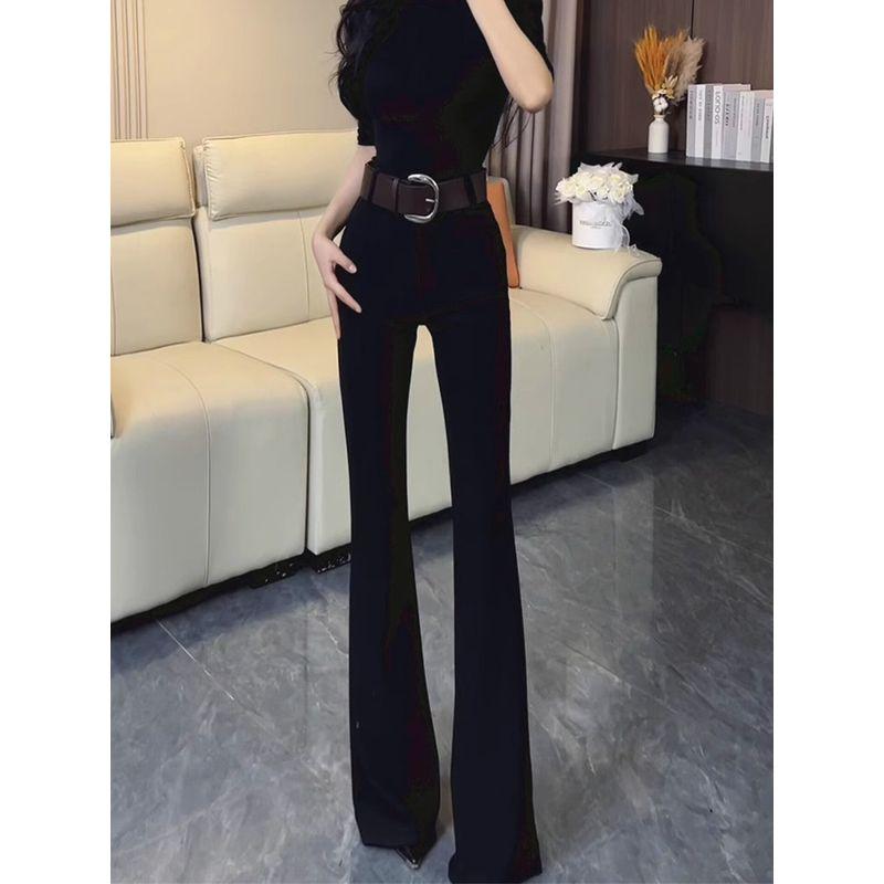 Fashionable and Elegant Flared Suit Pants for Women, 2026 Spring/Summer New High-Waisted Slim-Fit Leg-Lengthening Narrow Elastic Bootcut Pants