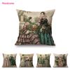 Antique Fashion Book Ettiquette Lady Dress European Costume Elegant Wear Cotton Linen Sofa Throw Pillow Case Chair Cushion Cover