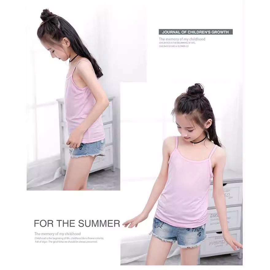 Girls' Suspender Vest Wears Solid Color Bottomed Children's Sleeveless Top, and Girls' Summer Clothes Wear Cotton Small Suspender Shirt.