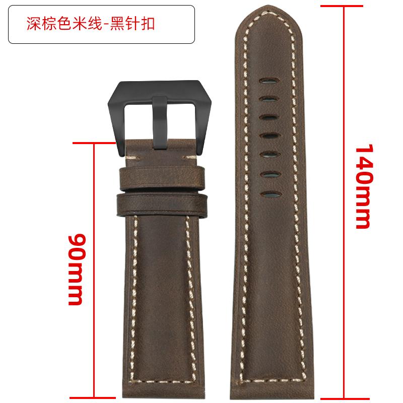 Extended matte crazy horse Frosted leather watchband 22m 24mm For Pam111 441 Hamilton Tissot Omega Casio men Vintage watch strap