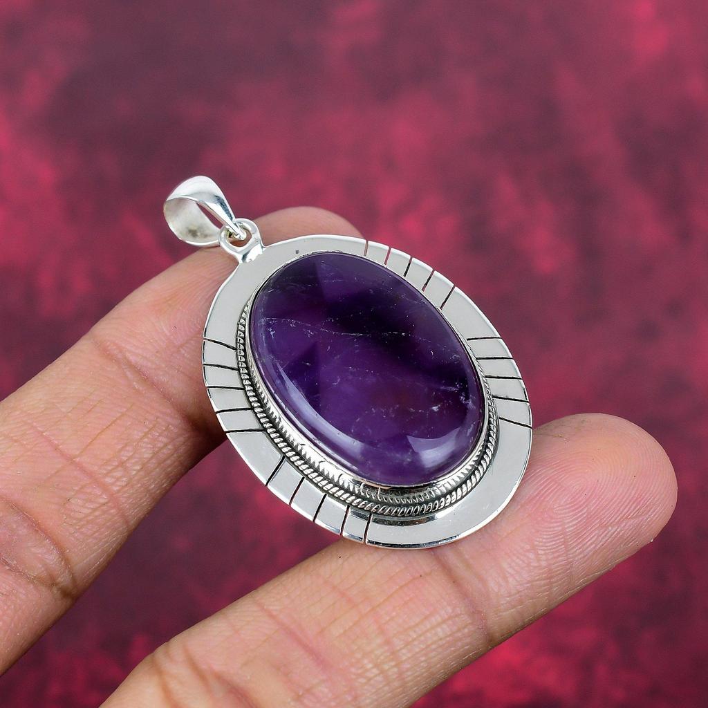 Amethyst Gemstone Jewelry, 925 Solid Sterling Silver Pendant, Handmade Beautiful Pendant Silver Jewelry Gift For Women