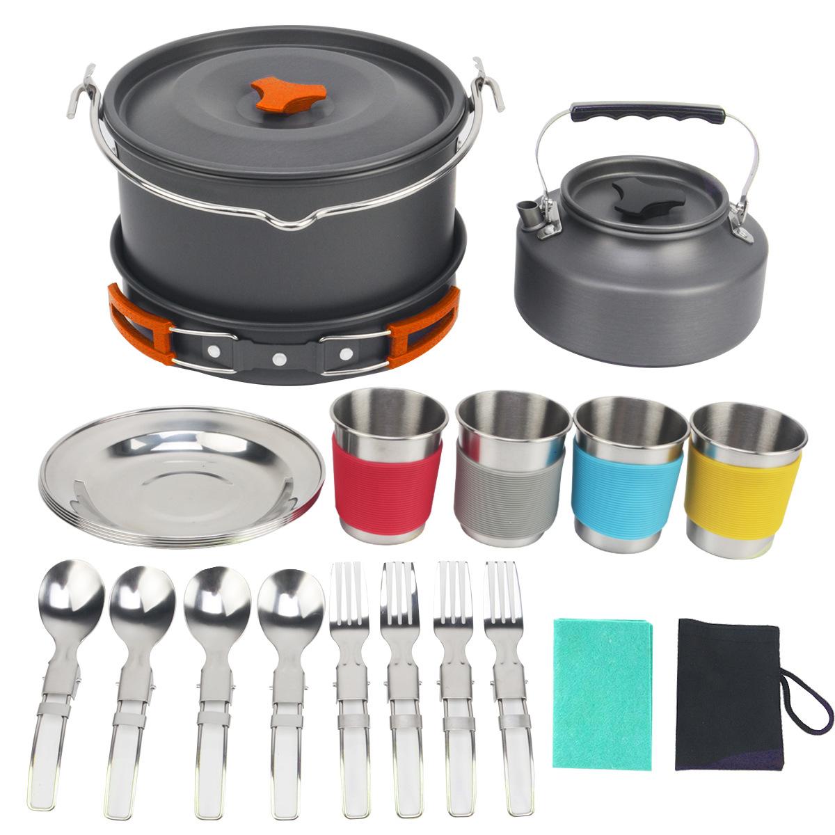 

Camping Picnic Set Pot, Set New Camping Cooker Stove Aluminum Pot Outdoor Products