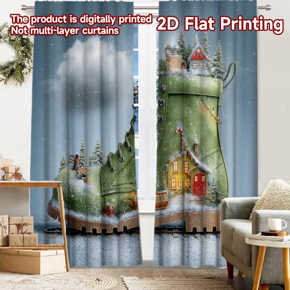 

2 шт., Шторы с плоской 2D-печатью (Без Рода) Праздничные рождественские шторы CandyBootHouse с цифровой печатью Универсальные Прочные 52.50 × 116.00 cm 2 pcs