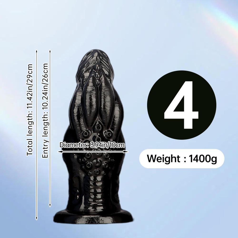 Black PVC Extra Long Anal Plug Dildo Sex Toy Masturbator for Men and Women Strap On Penis Realistic Dick