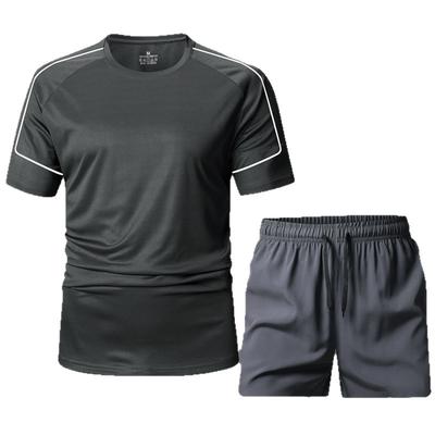 Men's Sports Set, Sports Quick Drying Casual Ice Silk Set, Men's Short Sleeved Running Two-piece Set