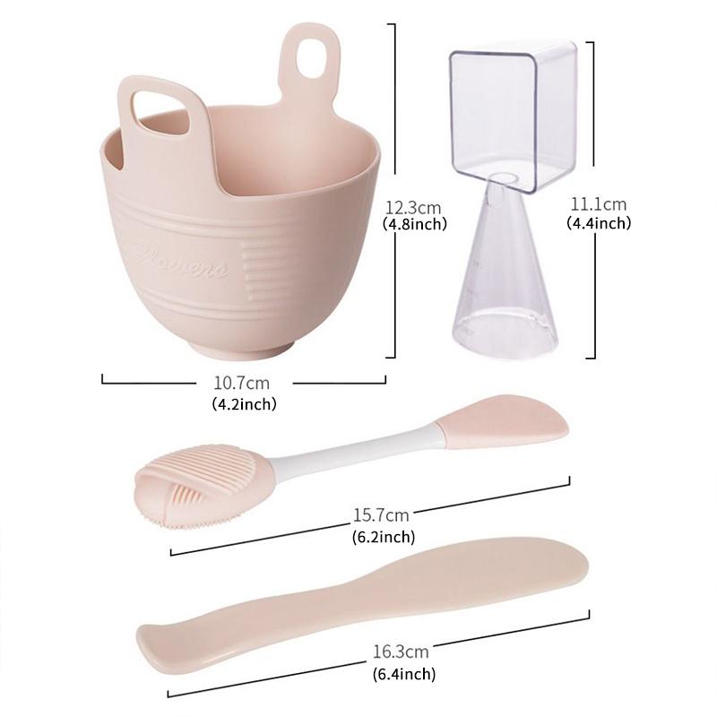 4Stk/Set Silikonmaskenpinsel Schüssel Messbecher DIY Puder Algenmaskenwerkzeuge Griff Multifunktionspinsel Gesichtsmaskenmischung