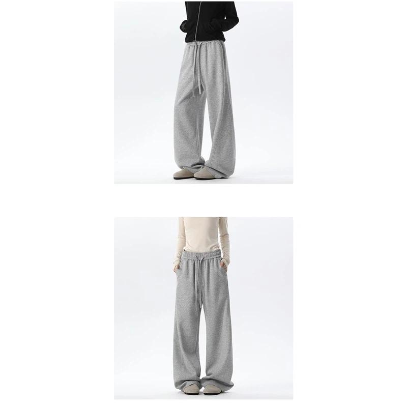 Cotton Drawstring Wide Leg Sweatpants, Loose Straight Leg Casual Sports Five Points Trousers For Summer Streetwear
