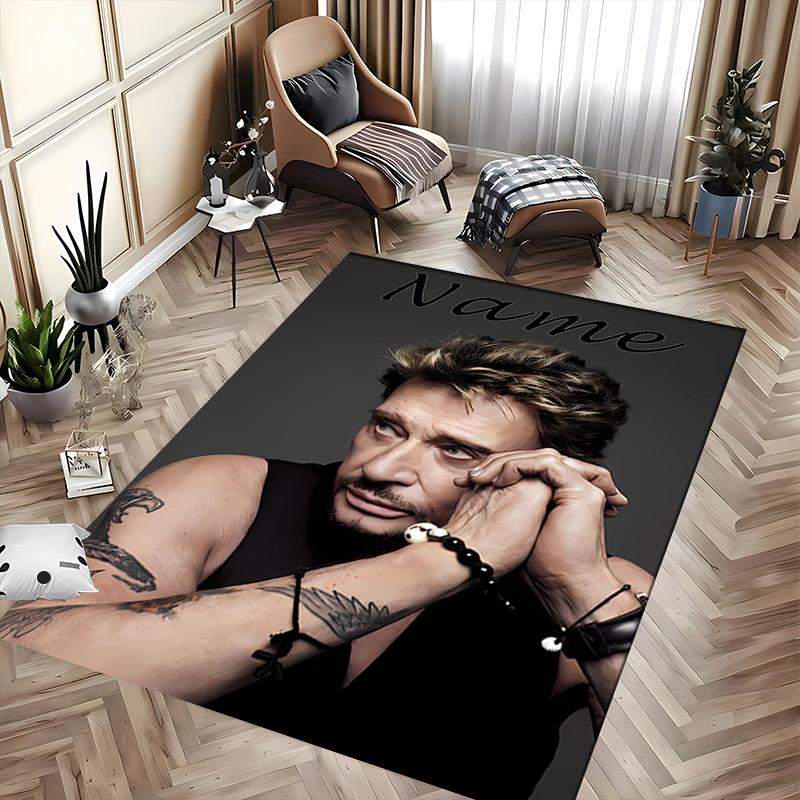 Custom personalization Johnny Hallyday Area Rug - Perfect For Kitchen, Bathroom,Laundry Room Decor Large Size Available,Gift All Seasons
