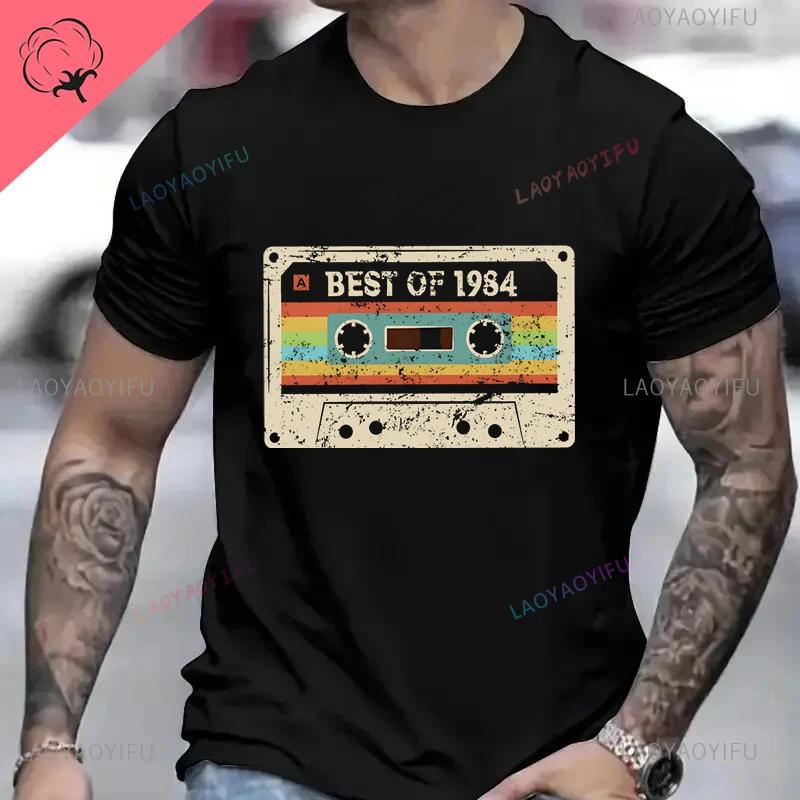 Vintage 1984 Birthday Cotton T Shirts for Men Women Short Sleeve Clothing Retro Tshirts Born in 1984 Clothes for Men Tops Tee