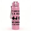 1PC I Don't Have Ducks In A Row Quote 750ml Color Plastic Sports Water Bottle Leakproof Flip Straw Lid Suitable for Sports Office Home Use