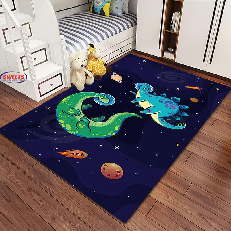 Cartoon Dinosaur Space Carpet for Living Room Cartoon Childrens Bedroom Rug Sofa Doormat Kitchen Floor Mat Anti-slip Decor Gifts