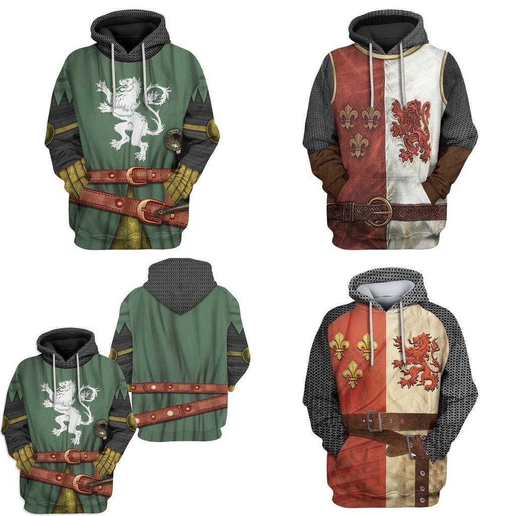 Medieval Knight Hoodie Pullover For Men And Women With Vibrant 3d Printing Design
