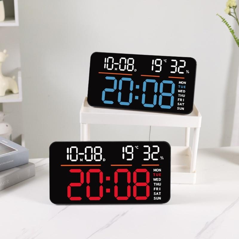Large LED Screen Digital Clock With Double Mount Design 2 Alarms Quiet Operations For Home Office Bedroom Decors