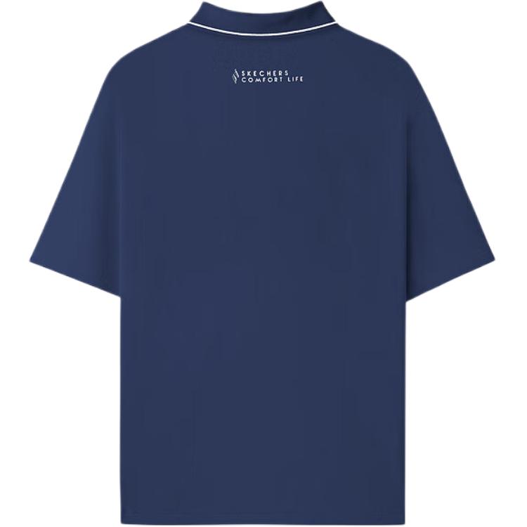 Skechers Fashion Simple Pullover Breathable Short Sleeve Polo Shirt Men Tops Navy-Blue L225M167-00DU