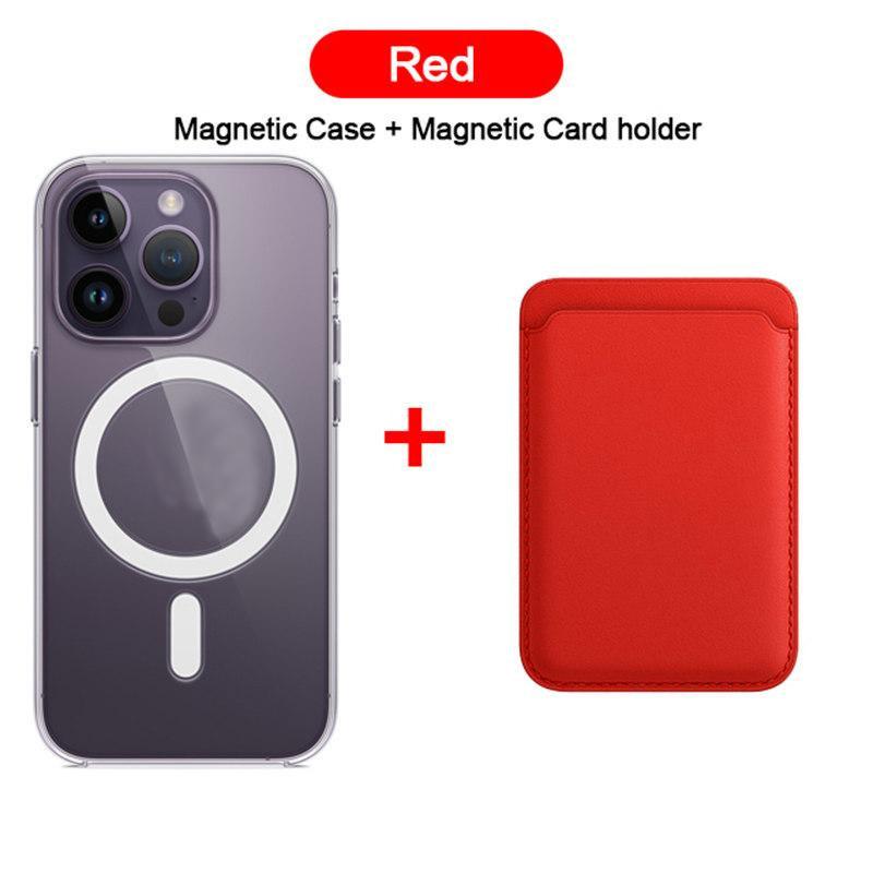 2in1 For Magsafe Card Holder Wallet Magnetic Case For iPhone 16 15 14 13 12 11 Pro XS Max X XR Wireless Charging Accessories