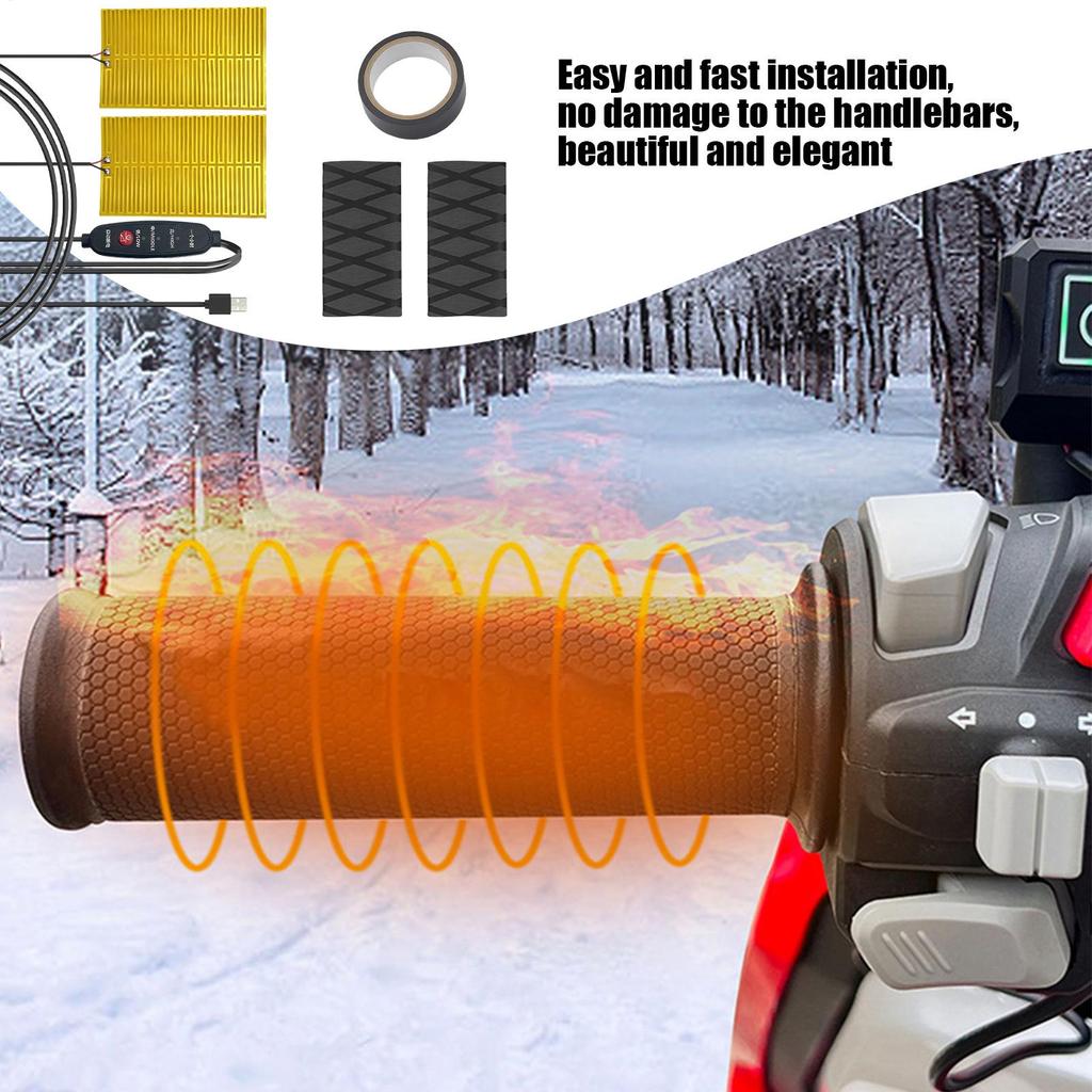 USB Elektrisch Beheizte Lenkerabdeckung Herbst Winter Wärmer Motorrad Lenkergriffe Anti-Vibration Anti-Rutsch Schnellheiz-Kits