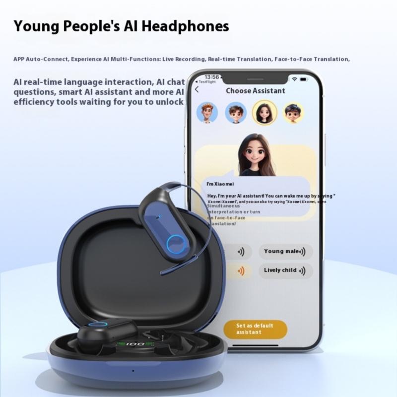 AI Translator Bluetooth-compatible Earbuds With Clear Sound Noise Cancelling &Magnetic Charging Case For Travel Fitness