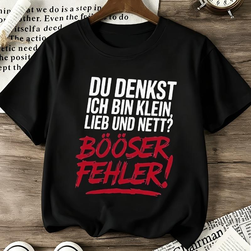 Girls German Slogan Print Crewneck Short Sleeve Tee