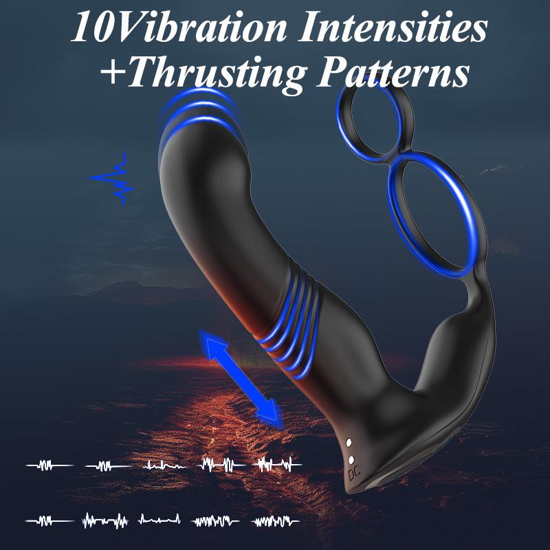 Telescopic Vibrating Butt Plug Anal Vibrator with Cock Ring Male Prostate Massager Buttplug Anus Sex Toys for Men Gay Adult