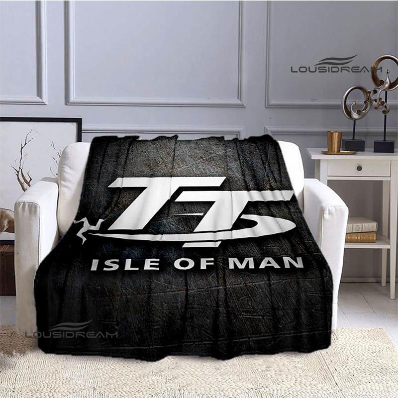 Motorcycle Isle of Man Tt Printed Blankets Flannel Warm Blanket Soft Cozy Blanket Travel Blankets Bed Linings Birthday Gift