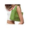 Loewe Font Tote With Detachable Adjustable Shoulder Strap In Wine Palm Fiber Women Tote Bag Green A685B59X01-4100