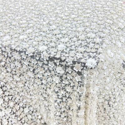 1 Yards African French Sequin Lace Fabrics High Quality Tulle Lace Nigerian Embroidered Veil Fabric For Party Wedding Dress