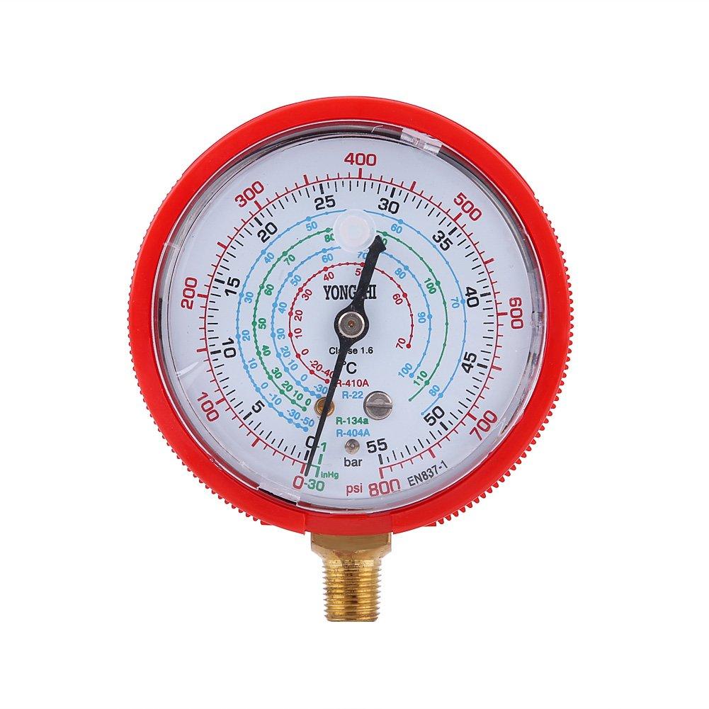 Qiilu Automotive A/C Air Conditioner Refrigerant Gauge, Pair of Air Conditioner R410A R134A R22 Refrigerant High & Low Pressure Gauge Kit