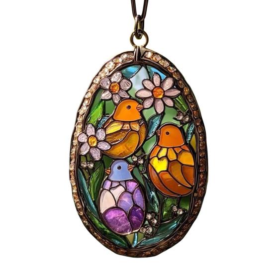 Velikonoční lapač slunce ornament Vitrážový akrylový zajíček ptáčci lapač světla nástěnná okenní závěsná dekorace pro domov zahradu verandu