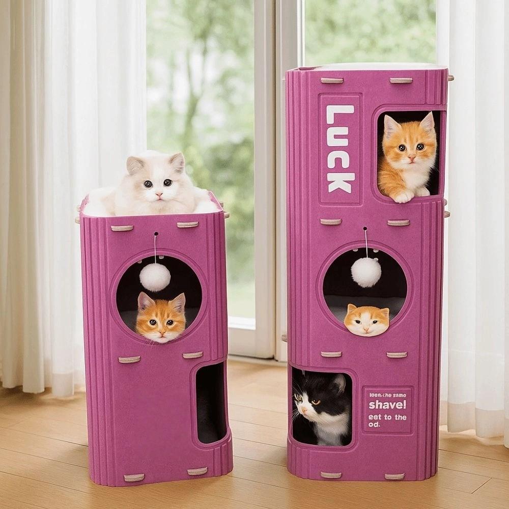 Kočičí hrad Domeček v dutině stromu Vše v jednom Škrabadlo pro kočky Zábavný pelíšek pro kočky Čtyři roční období