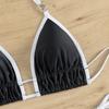 Color Block Tie Thong Sexy Two Piece Bikini Set Elegant Comfortable Swimwear