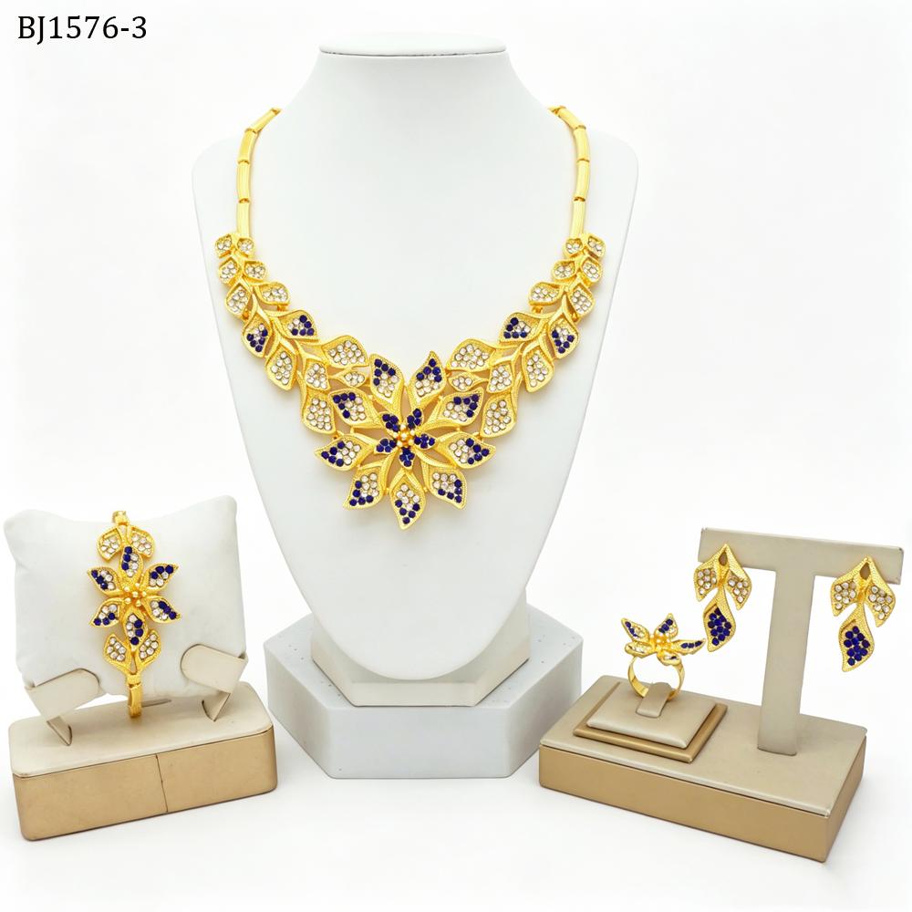 Dubai Gold Color Jewelry Sets African Indian Wedding Bridal Wife Gifts Necklace Bracelet Earrings Ring Jewelery For Women