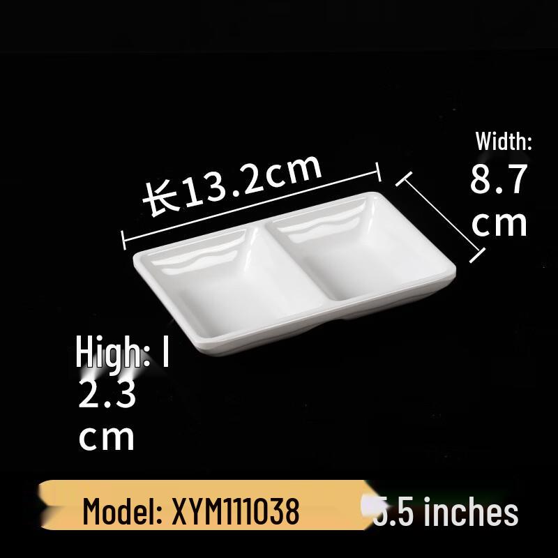 White Melamine 3-Compartment Sauce Dish