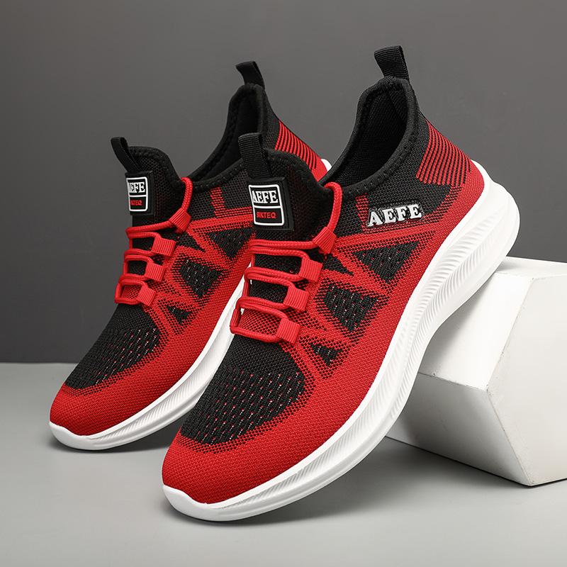 

Classic Breathable Running Shoes Lightweight Anti-slip Sports Shoes Outdoor Men s Sneakers Lace Up Fashion Walking Shoes for Men 40 красный