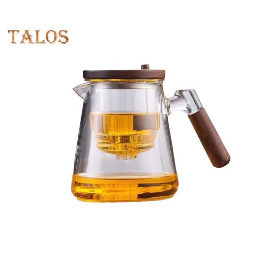 

Чайник для заваривания чая из стекла объемом 800 мл с разделением воды, деревянная ручка, термостойкий, точный заварник для заваривания чая, легко моющийся заварник для заваривания рассыпного чая чистый