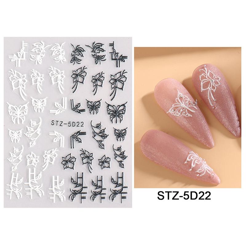 Snøklokke Nail Sticker Spring Flower Campanula 5D Preget Glider White Flora