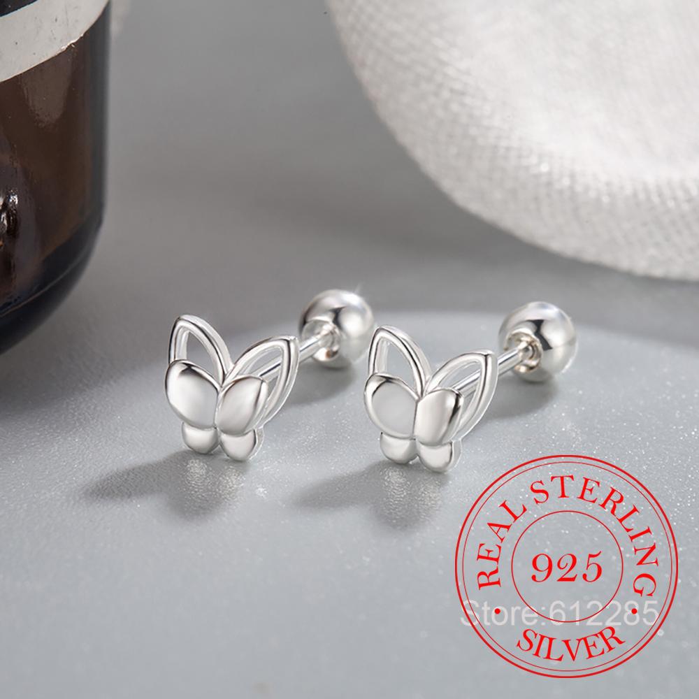 925 Silver Double Layer Hollow Butterfly Stud Earrings for Women Girls S925 Wedding Party Jewelry Gift Aretes De Mujer