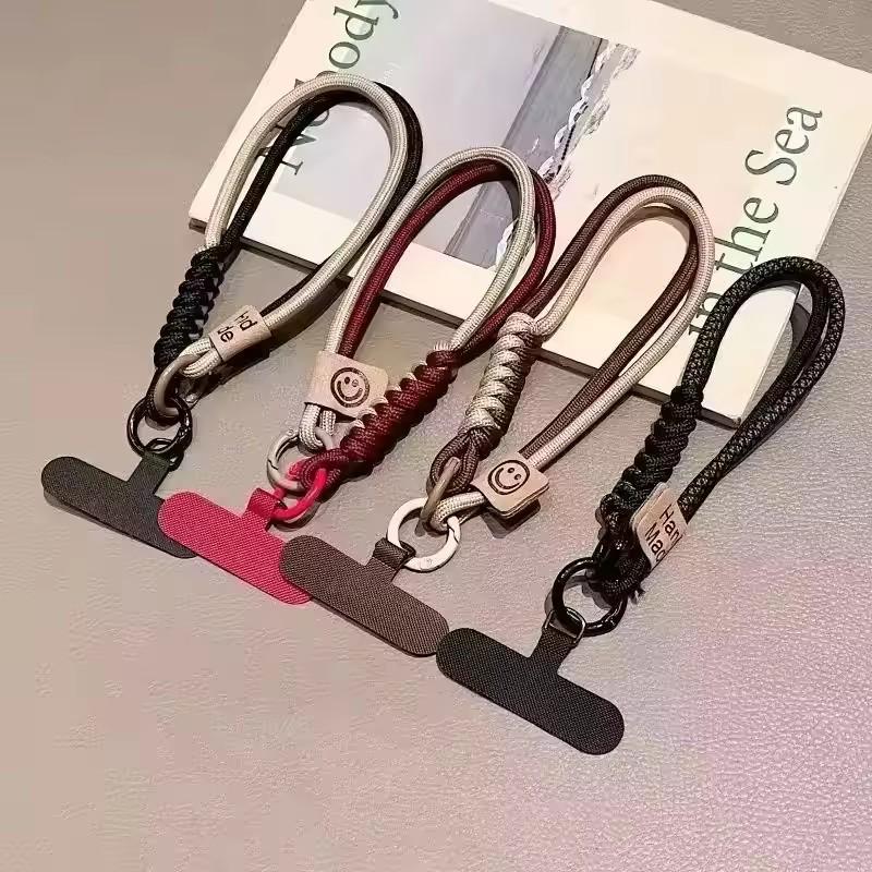 INS British Style Contrasting Woven Phone Lanyard Short Handheld Trendy Phone Case Wrist Rope Doll Luggage Pendant Hanging Rope