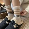Contrasting Color Retro Children'S Explosive Wool Socks Thickened Month Korean Velvet Warm Stripes Simple Stacking Socks