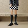 Krazing Pot Cow Split Skin Autumn Winter Shoes Concise Thick Heels Size 41 Thigh High Boots Keep Warm Round Toe Slip On Retro Knee Boots
