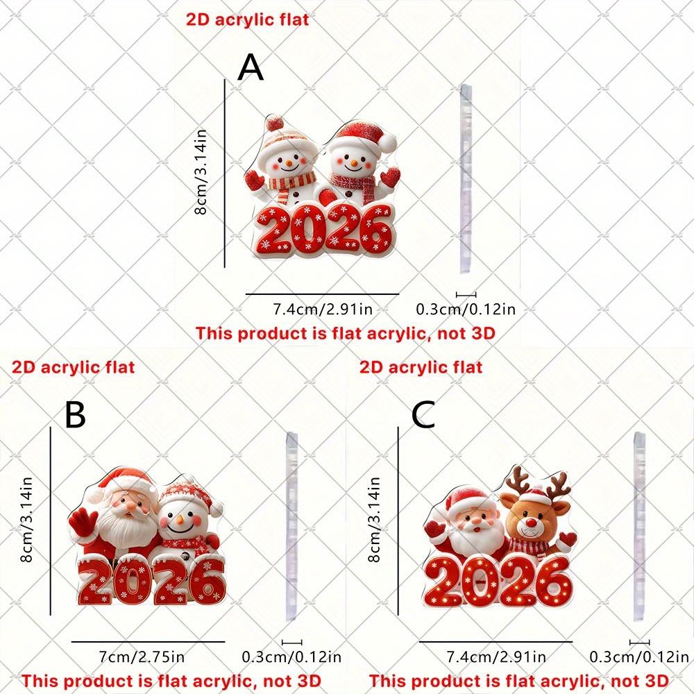 

2026 Christmas 2D Flat Acrylic Santa Claus Sleigh Car Pendant for Home Bedroom Door Decoration and Christmas Tree Decoration