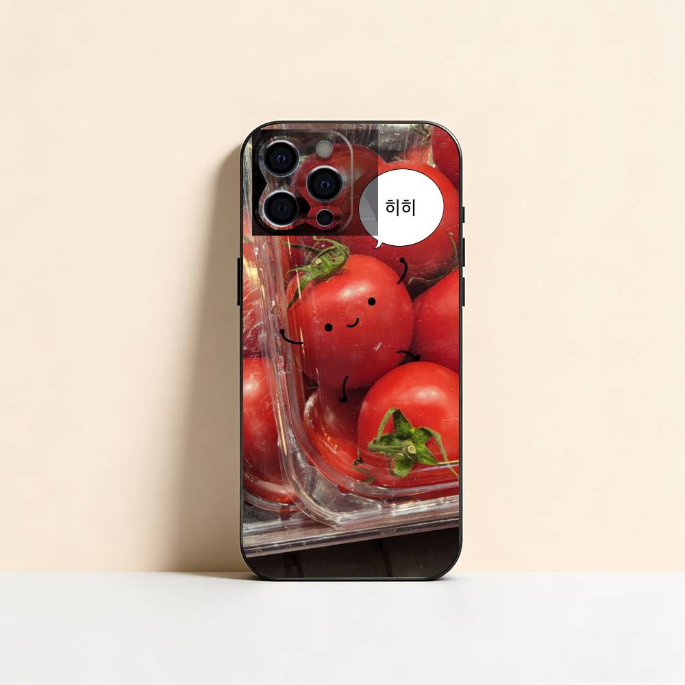 Tomato Fruit Clear Korean Cute ins Phone Case For iPhone 17, 16,15,14,13,12,11 Plus,Pro Max, Others Soft Black Cover