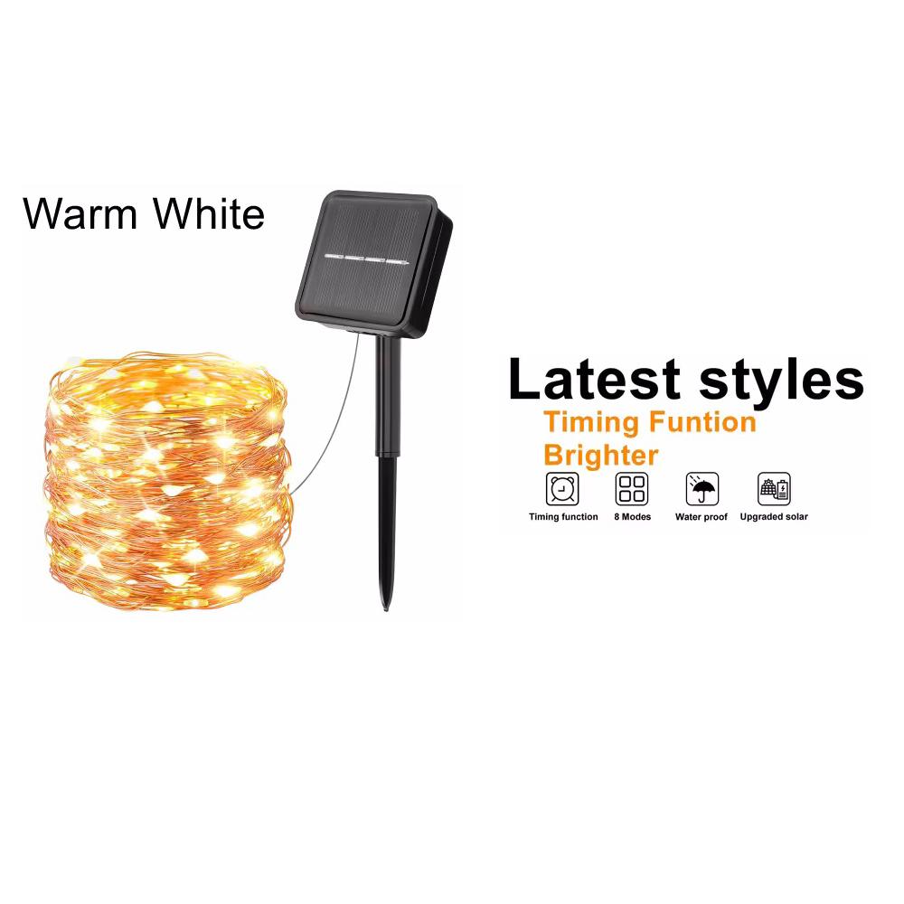 1pc Solar-Powered LED Fairy Lights Waterproof Copper Wire String Lights for Outdoor Garden Christmas Tree, Wedding Camping Decor