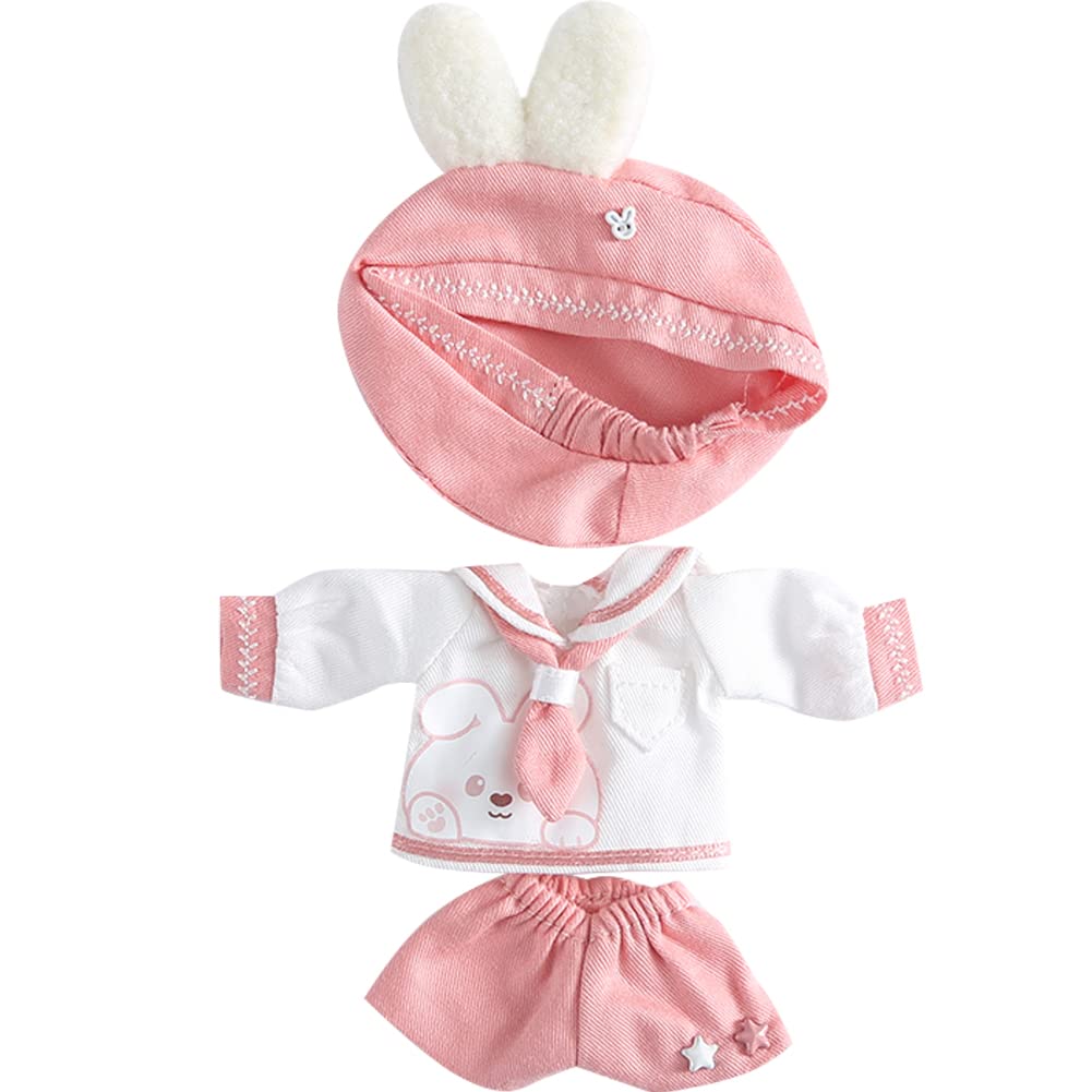 HIGHAWK OB11 Obitsu Doll Sailor Suit for 11cm Body Doll Toy Obitsu Body Nendoroid Size Outfit 3-Piece Set (Pink Rabbit Shorts Set)