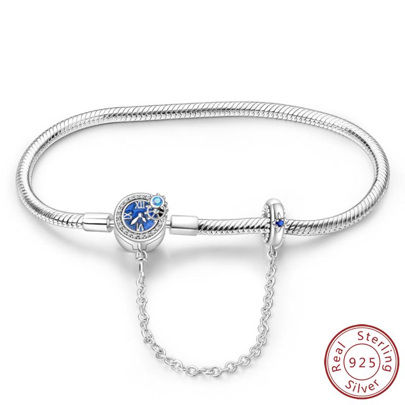 Real 925 Sterling Silver 17-20CM Butterfly Pet Ocean Starry Sky Original Bracelet Fit for Wedding Fine Jewelry DIY Making