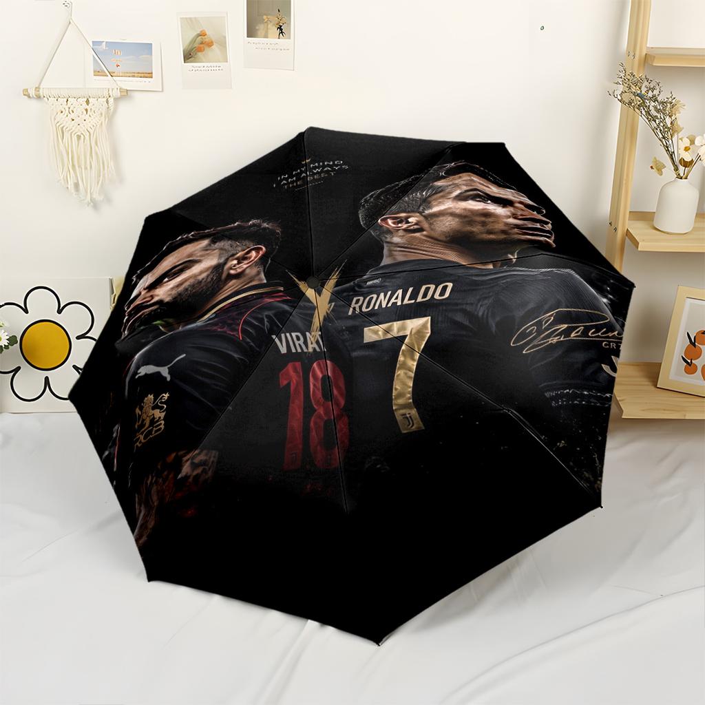 Cr7 Celebration Moment Outdoor Automatic Umbrella Folding Umbrella with 8 Ribs Compact Design All-Season Umbrella for Travel Fashionable Accessory