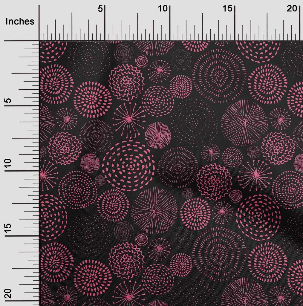 oneOone Cotton Flex Black Fabric Abstracts Dress Material Fabric Print Fabric By The Yard 40 Inch